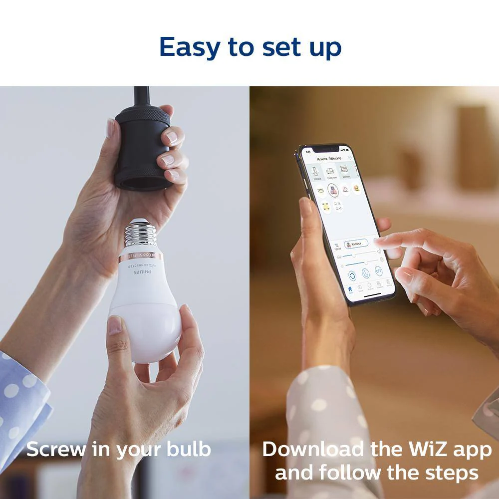Philips Daylight A19 LED 60-Watt Equivalent Dimmable Smart Wi‑Fi Wiz Connected Wireless Light Bulb (4-Pack) - Image 3