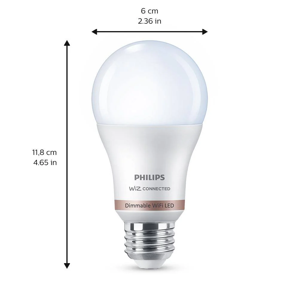 Philips Daylight A19 LED 60-Watt Equivalent Dimmable Smart Wi‑Fi Wiz Connected Wireless Light Bulb (4-Pack) - Image 4