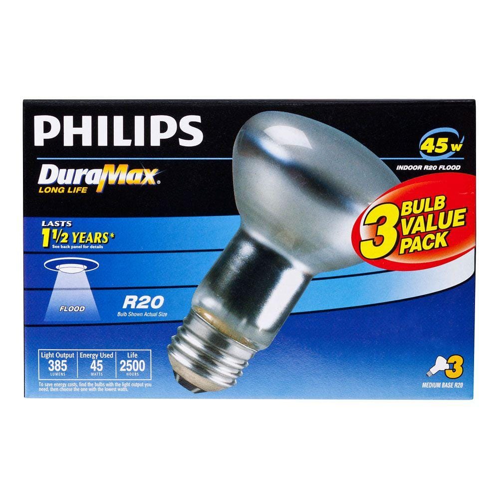 Philips DuraMax 45-Watt Incandescent R20 Dimmable Flood/Spot Light Bulb (3-Pack) - Image 5