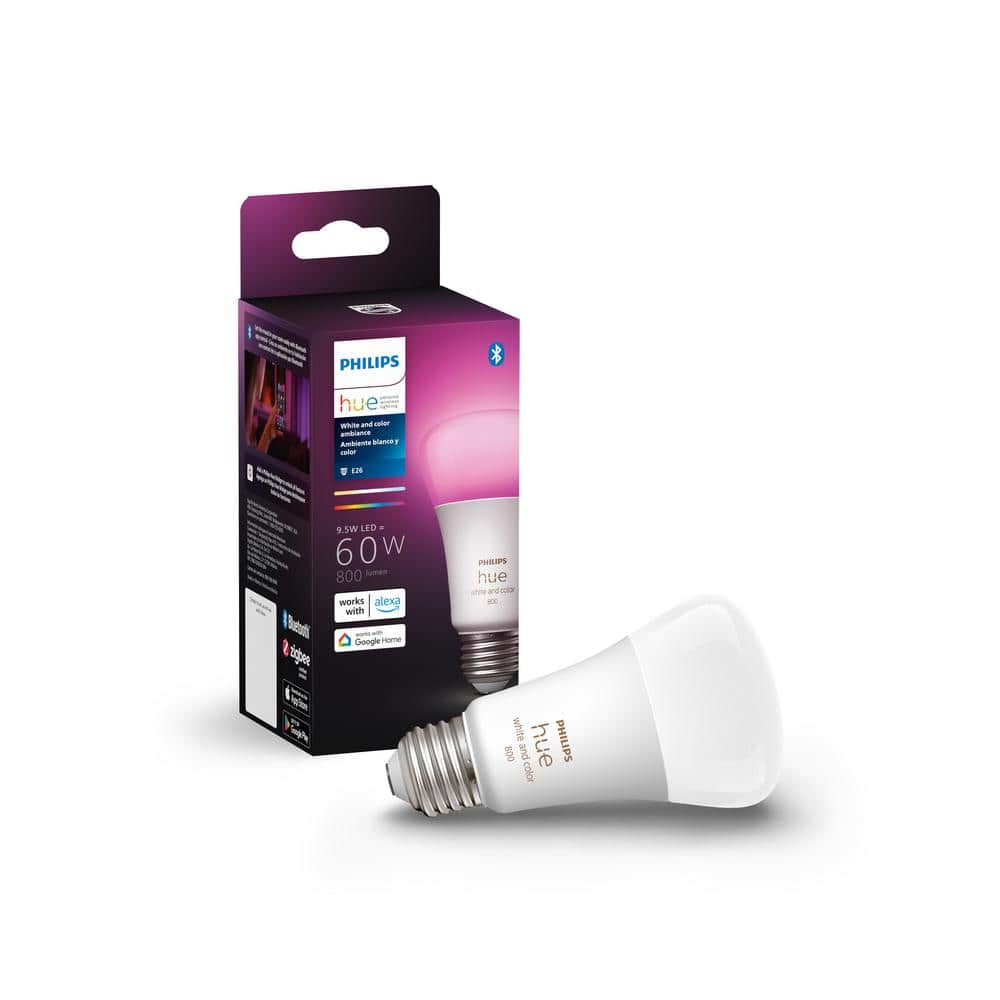 Philips Hue White A19 LED 60-Watt Equivalent Dimmable Smart Wireless Light Bulb with Bluetooth
