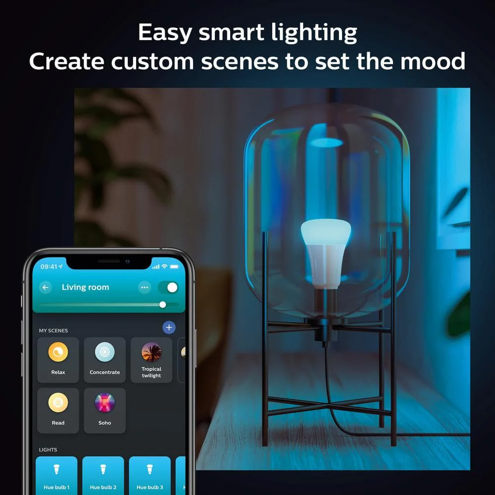 Philips Hue White A19 LED 60-Watt Equivalent Dimmable Smart Wireless Light Bulb with Bluetooth - Image 2