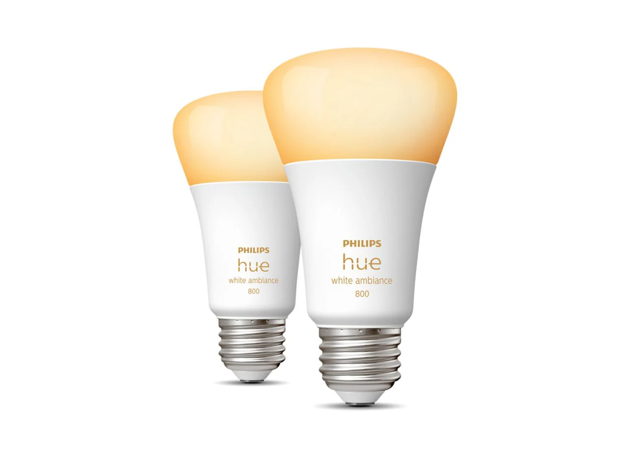 Philips Hue White Ambiance A19 E26 LED Bulb 60W Equivalent, Dimmable Smart Light with Bluetooth (2-Pack) - Image 2