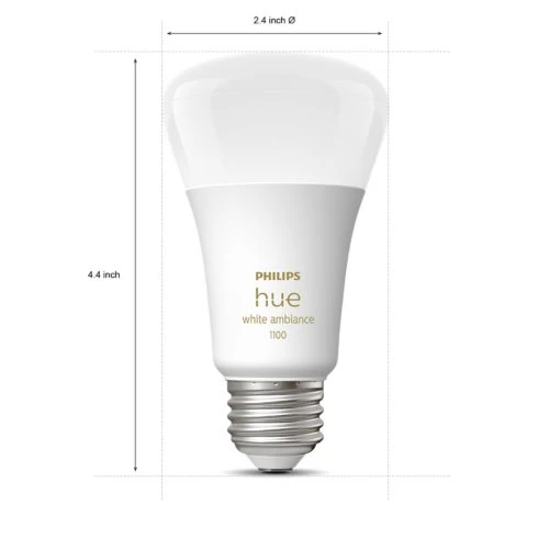 Philips Hue White Ambiance A19 LED 60W Equivalent Dimmable Smart Lighting Starter Kit with Bridge (4 Bulbs, E26) - Image 3