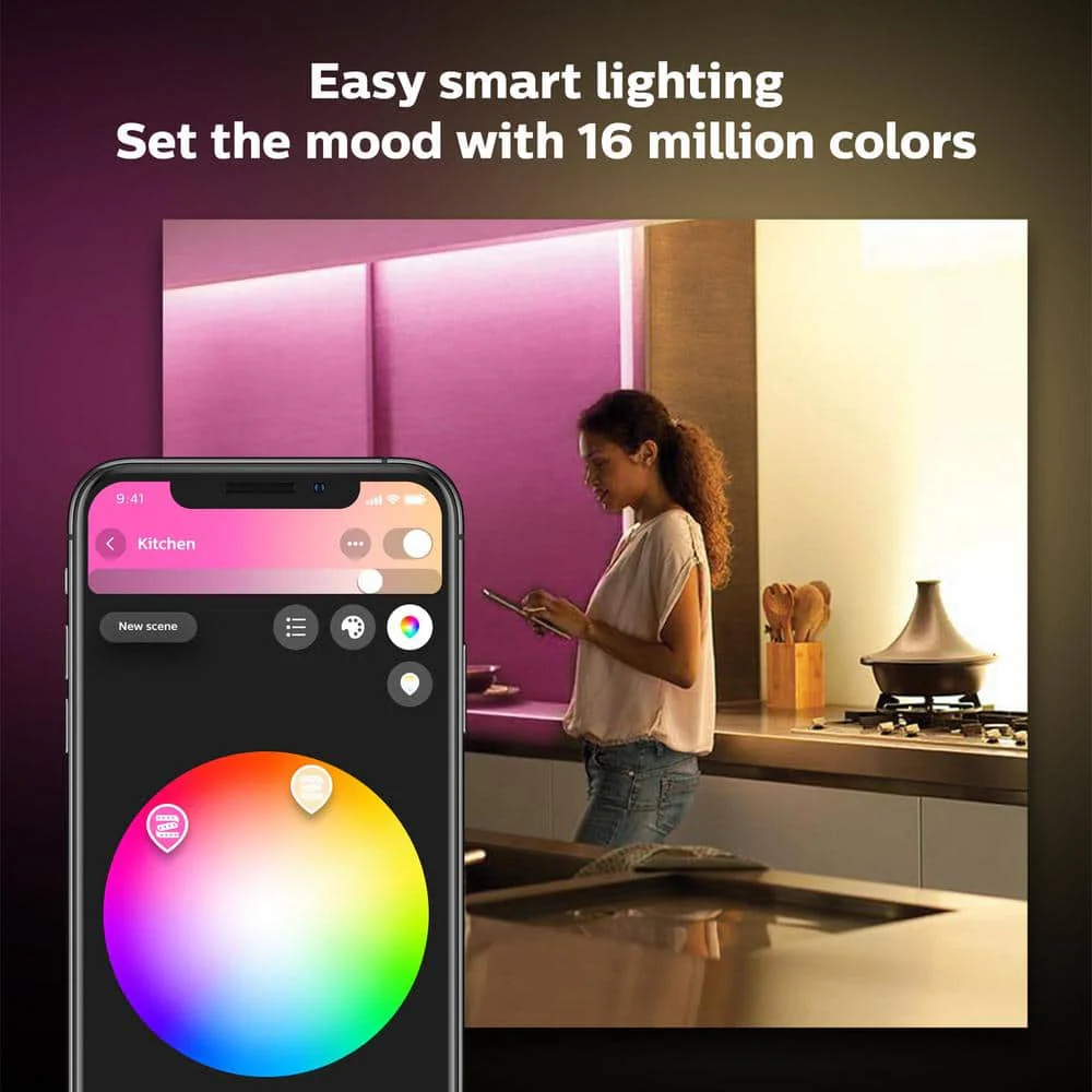 Philips Hue White and Color Ambiance Lightstrip Plus Smart LED, Dimmable, Bluetooth/Zigbee, 80 in (Base Kit) - Image 2