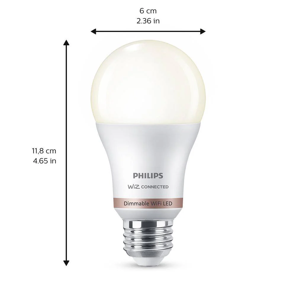Philips Soft White A19 LED 60W Equivalent Dimmable Smart Wi‑Fi WiZ Connected Wireless Light Bulb - Image 4