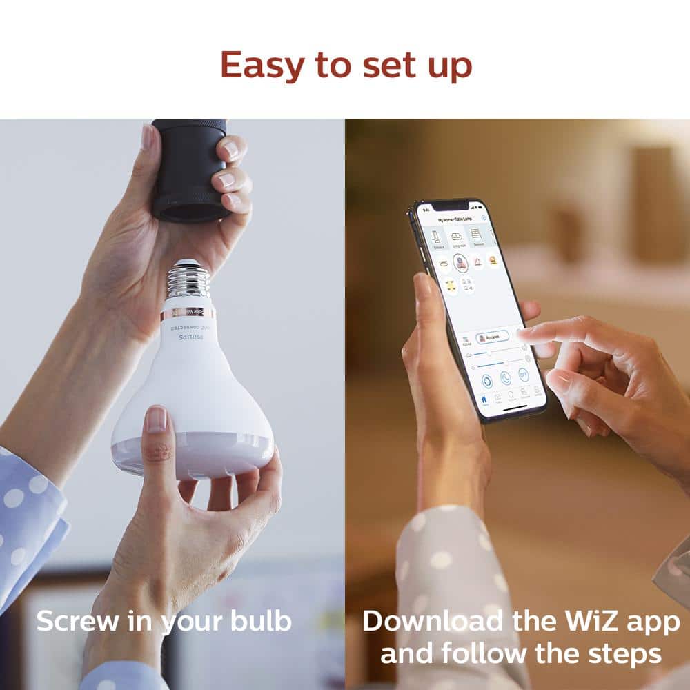 Philips Soft White BR30 LED 65-Watt Equivalent Dimmable Smart Wi‑Fi WiZ Connected Wireless Light Bulb - Image 2