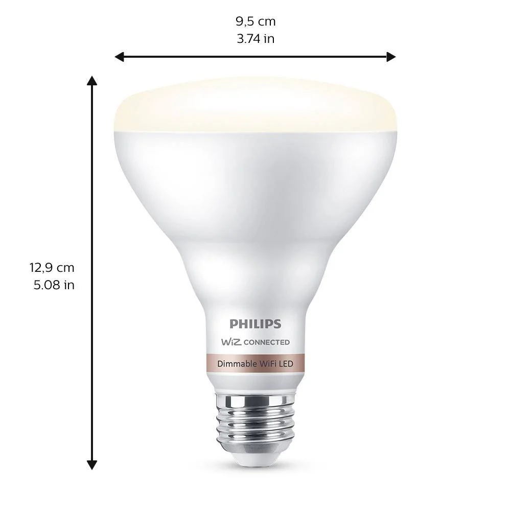 Philips Soft White BR30 LED 65-Watt Equivalent Dimmable Smart Wi‑Fi WiZ Connected Wireless Light Bulb - Image 4