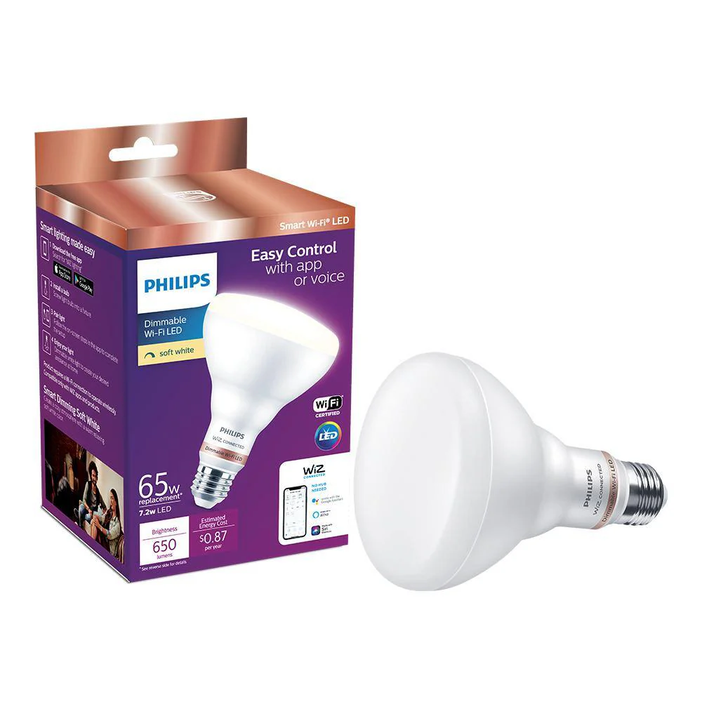 Philips Soft White BR30 LED 65-Watt Equivalent Dimmable Smart Wi‑Fi WiZ Connected Wireless Light Bulb - Image 6