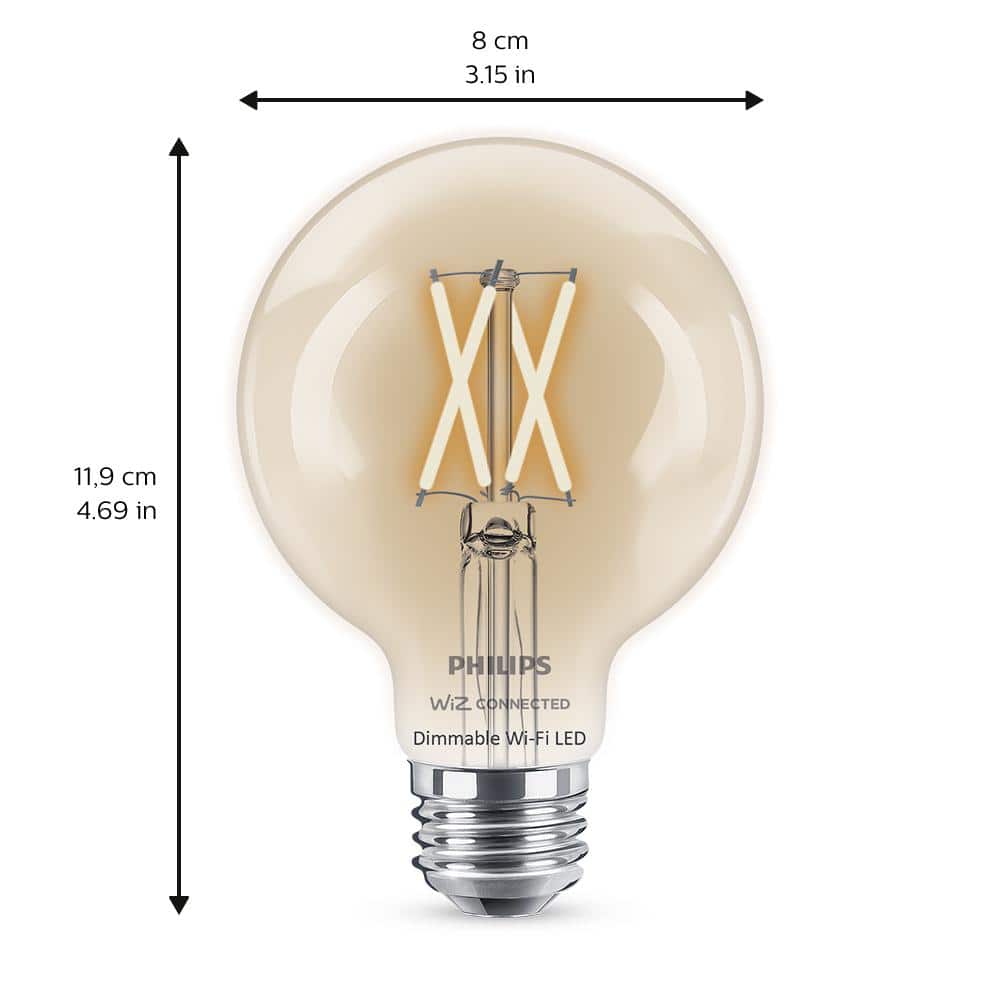 Philips Soft White G25 LED 40-Watt Equivalent Dimmable Smart Wi‑Fi WiZ Connected Wireless Light Bulb - Image 4