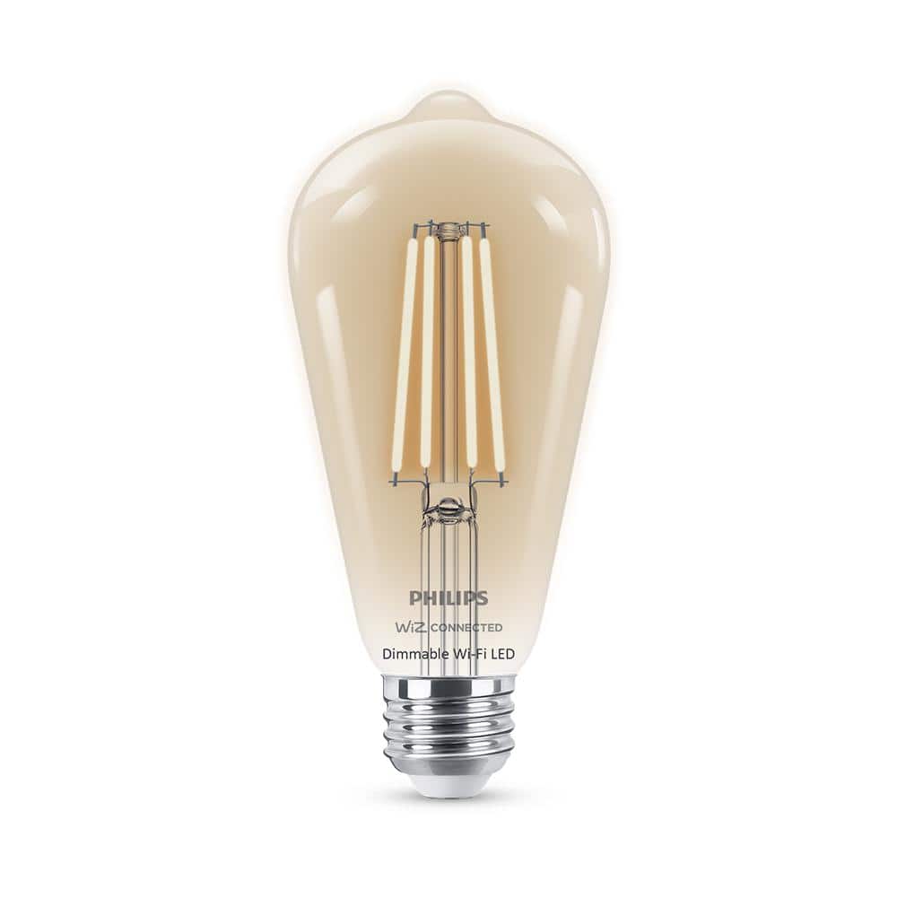 Philips Soft White ST19 LED 40W Equivalent Dimmable Smart Wi‑Fi WiZ Connected Wireless Light Bulb