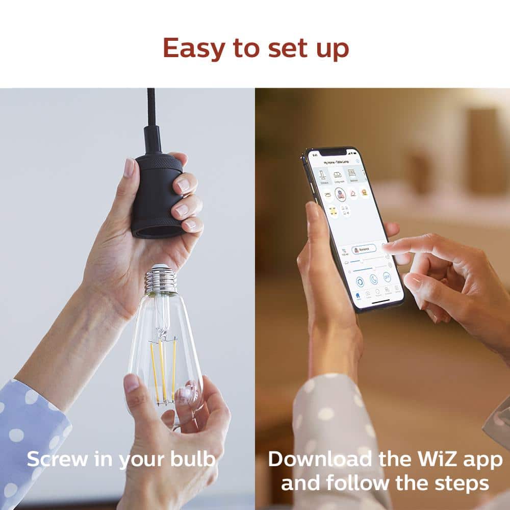 Philips Soft White ST19 LED 40W Equivalent Dimmable Smart Wi‑Fi WiZ Connected Wireless Light Bulb - Image 2