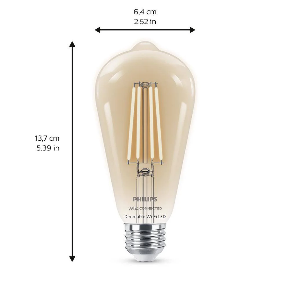 Philips Soft White ST19 LED 40W Equivalent Dimmable Smart Wi‑Fi WiZ Connected Wireless Light Bulb - Image 5
