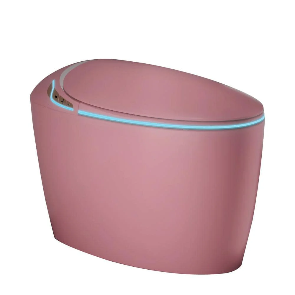 Pink Smart Bidet Toilet with Foot Sensor, LED Display & Warm Water