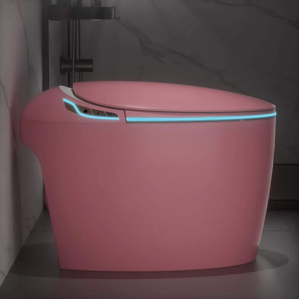 Pink Smart Bidet Toilet with Foot Sensor, LED Display & Warm Water - Image 4