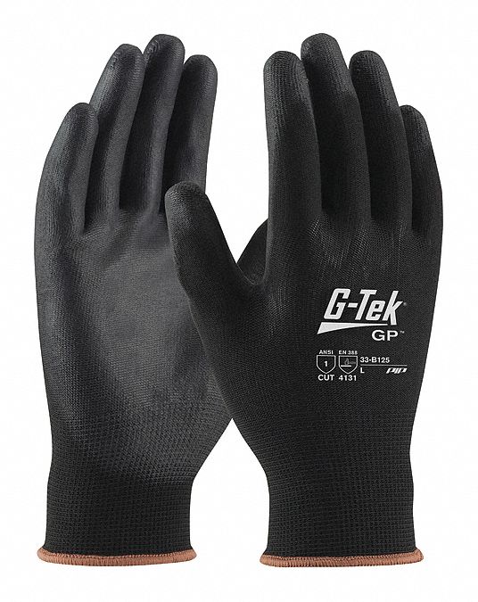 PIP G-Tek GP 33-B125 Coated Gloves, XS, Black, 12 PK