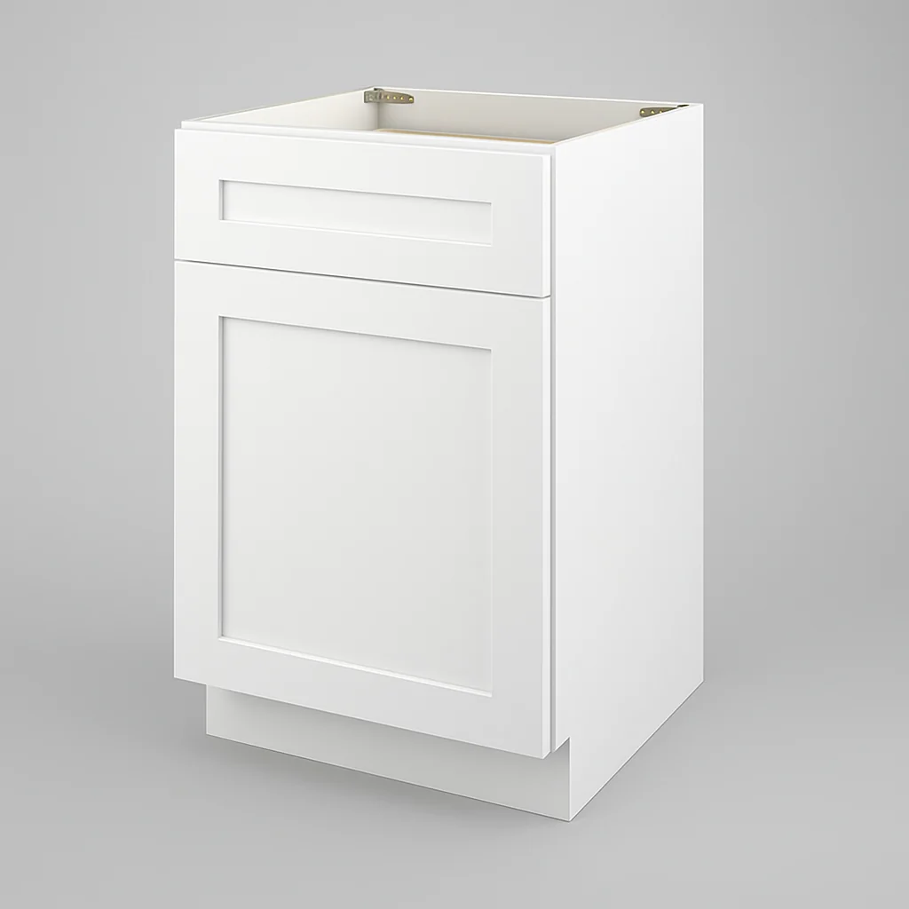 Plywell Ready to Assemble Shaker Base Cabinet with 1 Door and 1 Drawer in White