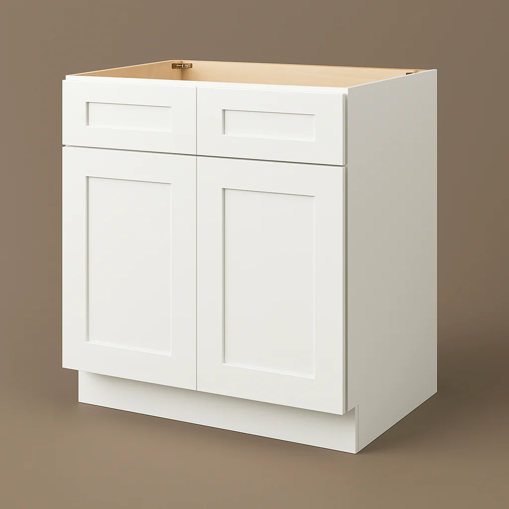 Plywell Ready to Assemble Shaker Base Cabinet with 2-Door and 2-Drawer in White