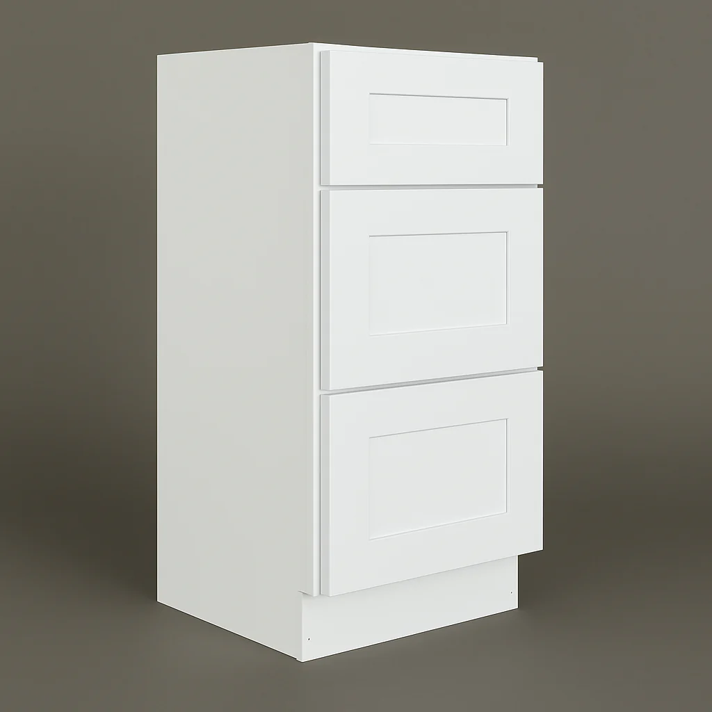 Plywell Ready to Assemble Shaker Base Cabinet with 3 Drawers, White