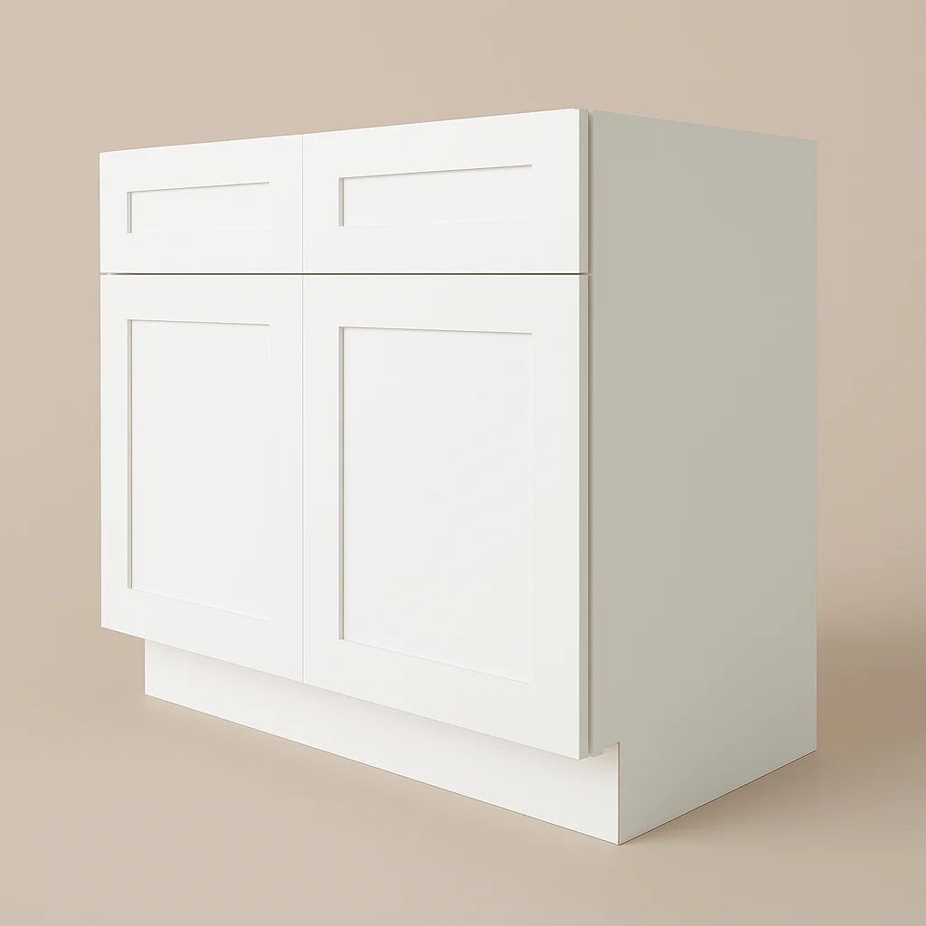 Plywell Ready to Assemble Shaker Sink Base Cabinet, White, 36x34.5x24 in.