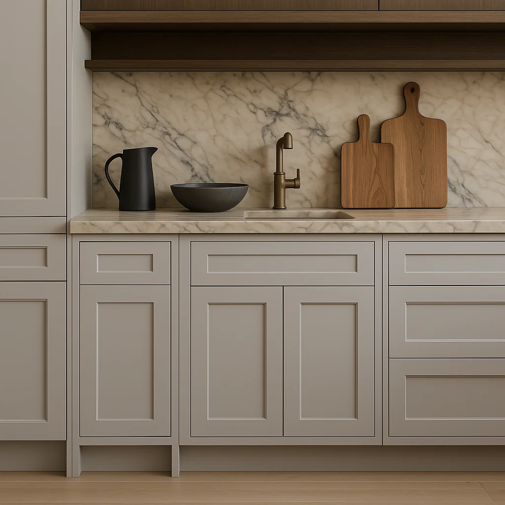 Plywell Shaker Base Cabinet with 1 Door and 1 Drawer, Gray - Image 3