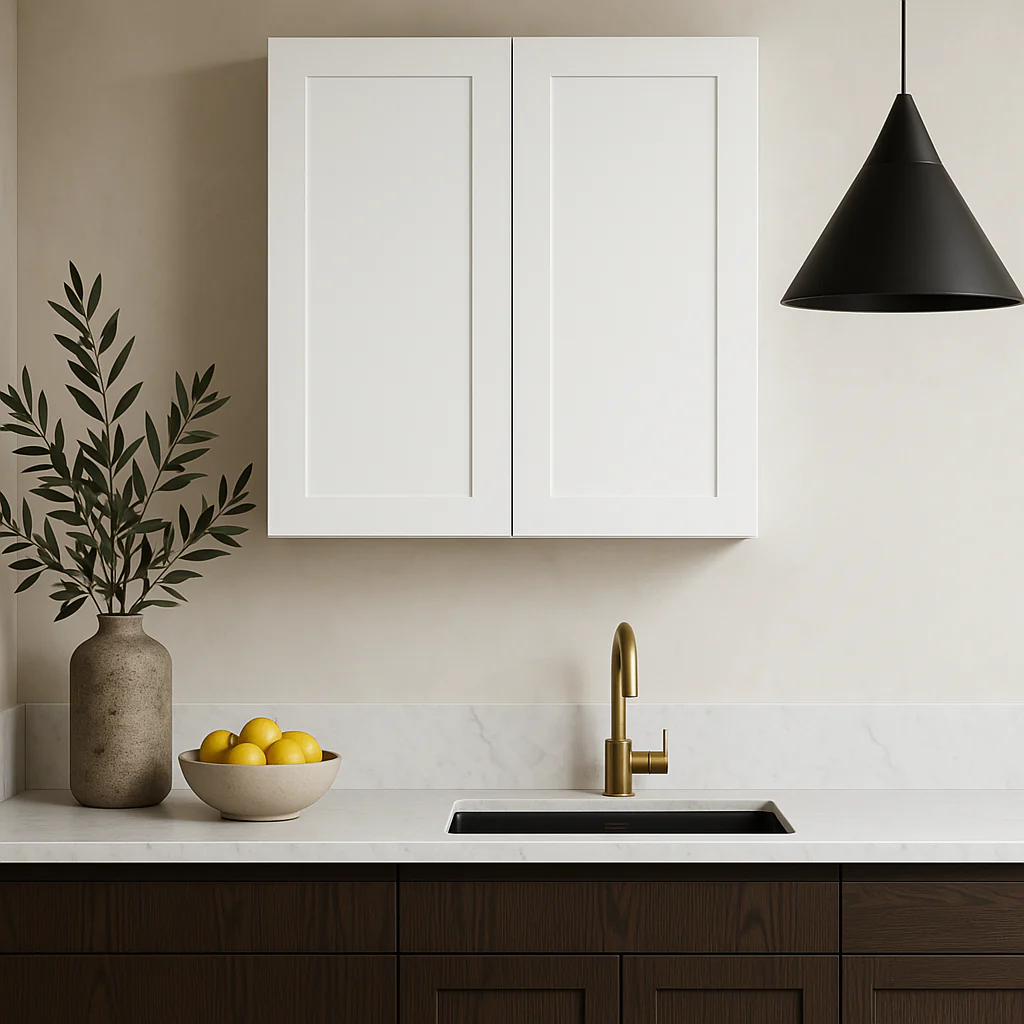 Plywell Shaker Double Door Wall Cabinet with Adjustable Shelves, White - Image 2