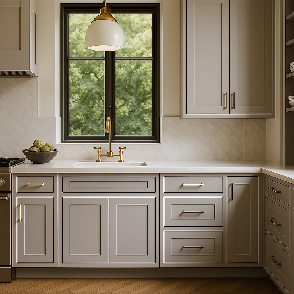 Plywell Shaker Sink Base Cabinet, Ready to Assemble, Gray - Image 3