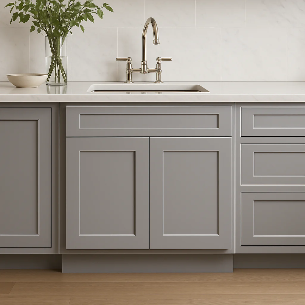 Plywell Shaker Sink Base Cabinet, Ready to Assemble, Gray - Image 4