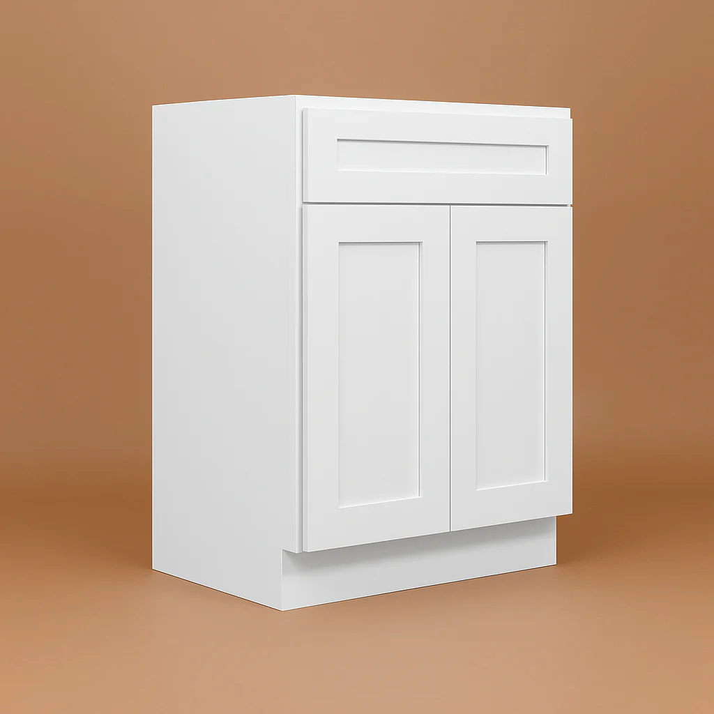 Plywell Shaker Sink Base Cabinet, Ready to Assemble, White