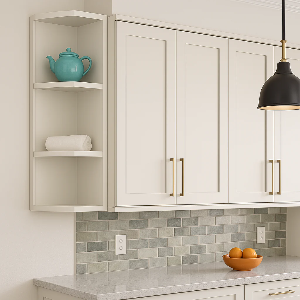 Plywell Shaker Wall End Open Shelf Cabinet, Ready to Assemble, White - Image 4