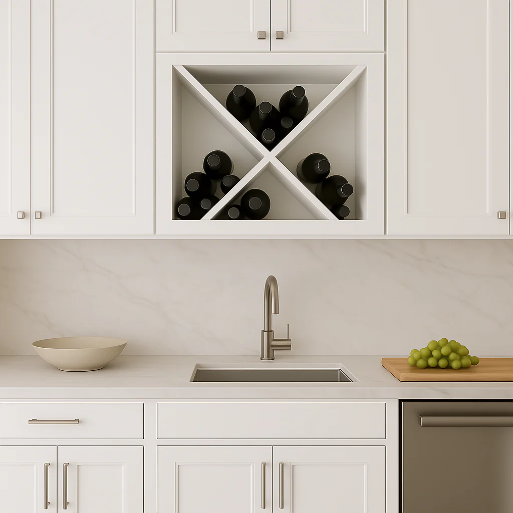 Plywell White Plywood Shaker Wine Rack Cabinet - 18" W x 18" H x 12" D - Image 3
