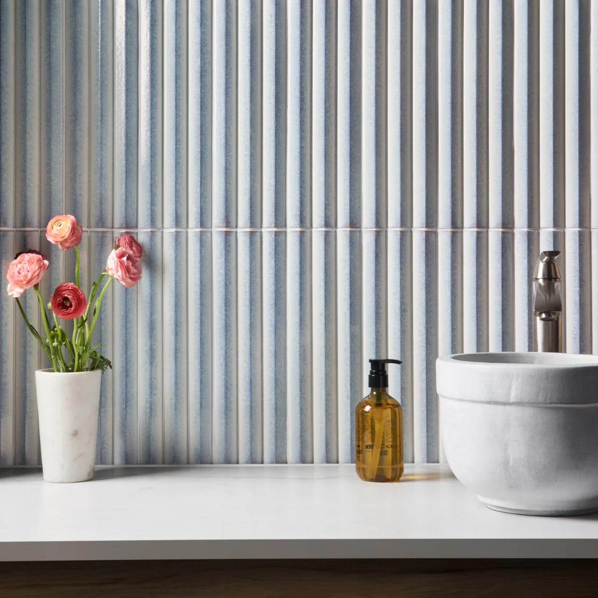 Ponto Iris White Fluted 5x16 3D Polished Porcelain Tile by Lux Tile - Image 5