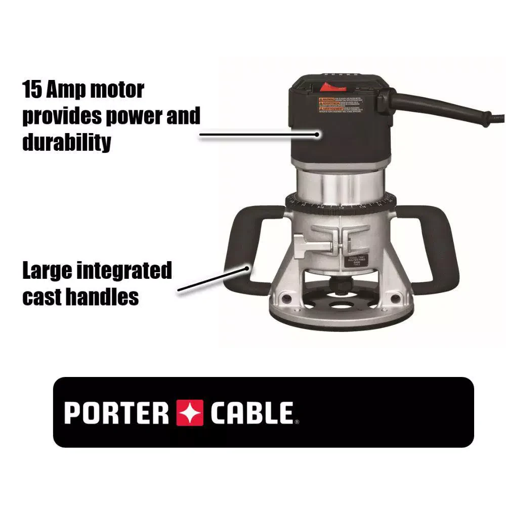 PORTER‑CABLE 7518 15‑Amp Corded 3-1/4 HP 5‑Speed Fixed‑Base Router - Image 2