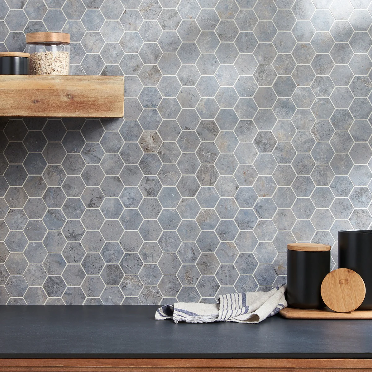 Portrait Ocean Blue 2" Hexagon Matte Porcelain Mosaic Tile - Lux Tile - Image 5