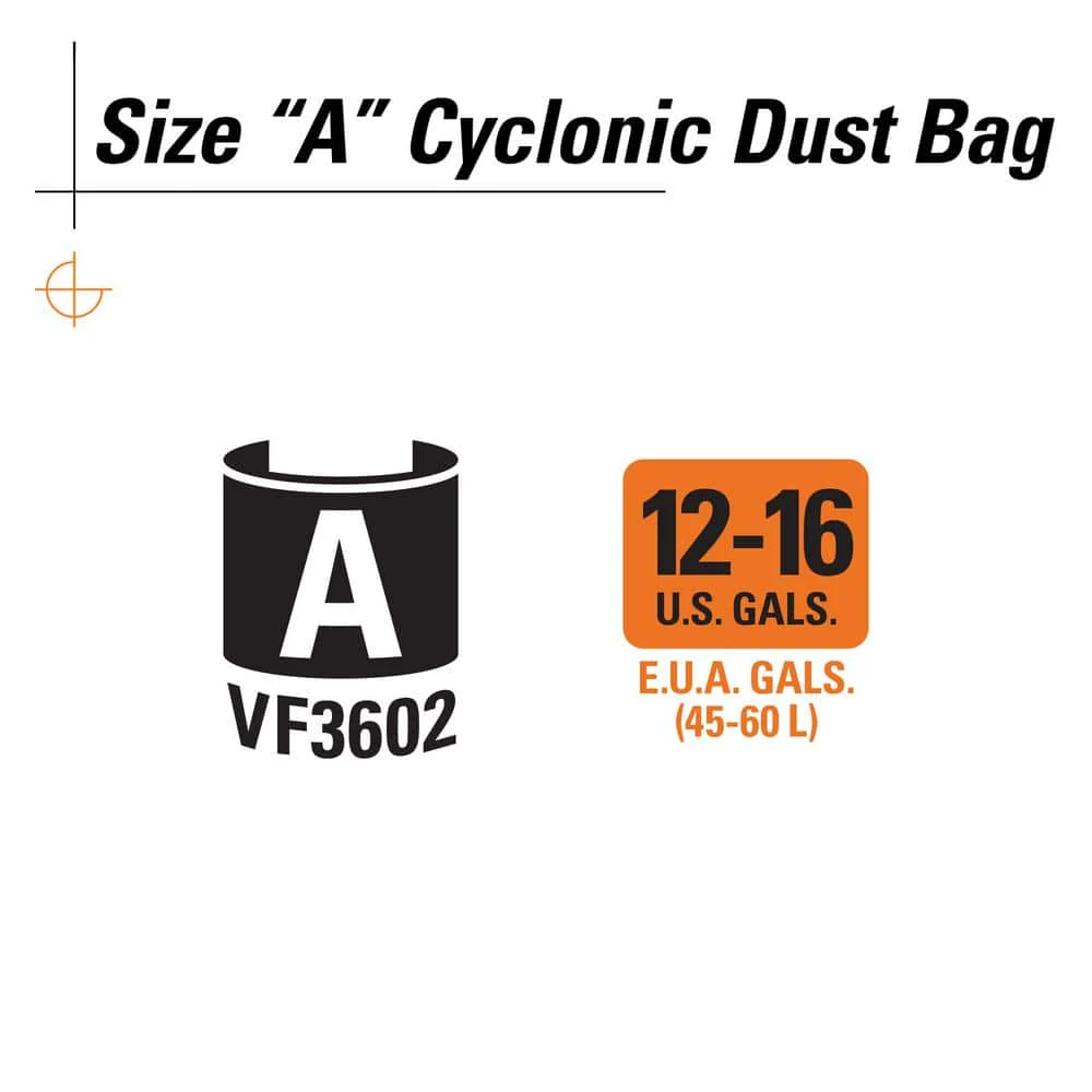 Premium Size A Cyclonic Dry Pick-Up Dust Bags for Select 12 to 16 Gal. RIDGID Wet/Dry Shop Vacuums (2-Pack) - Image 2