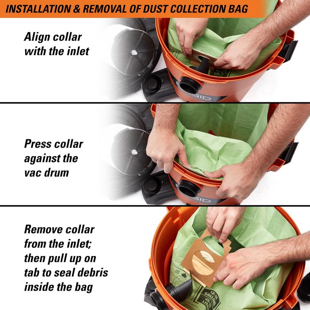 Premium Size A Cyclonic Dry Pick-Up Dust Bags for Select 12 to 16 Gal. RIDGID Wet/Dry Shop Vacuums (2-Pack) - Image 4