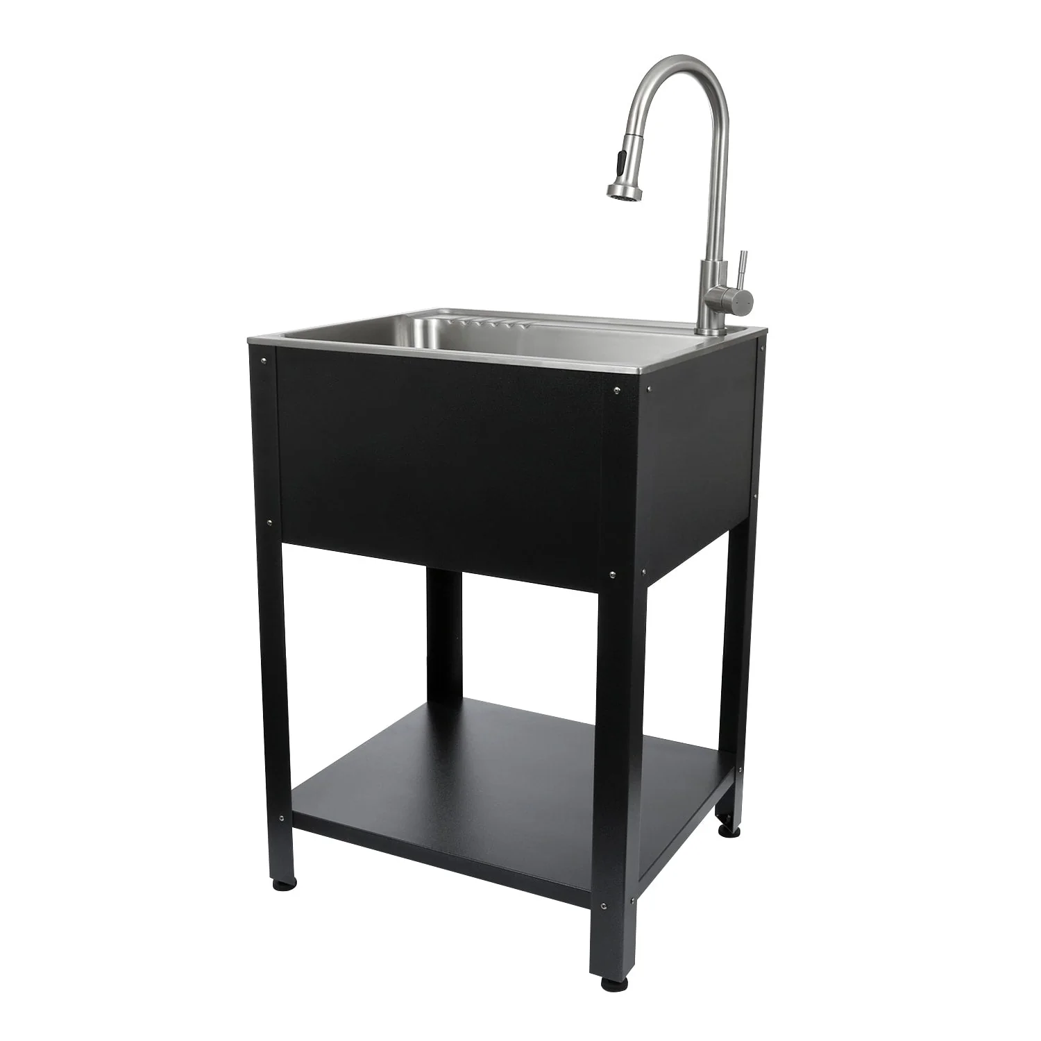 Presenza 24.1-in Brushed Steel Drop-In Utility Tub with Faucet
