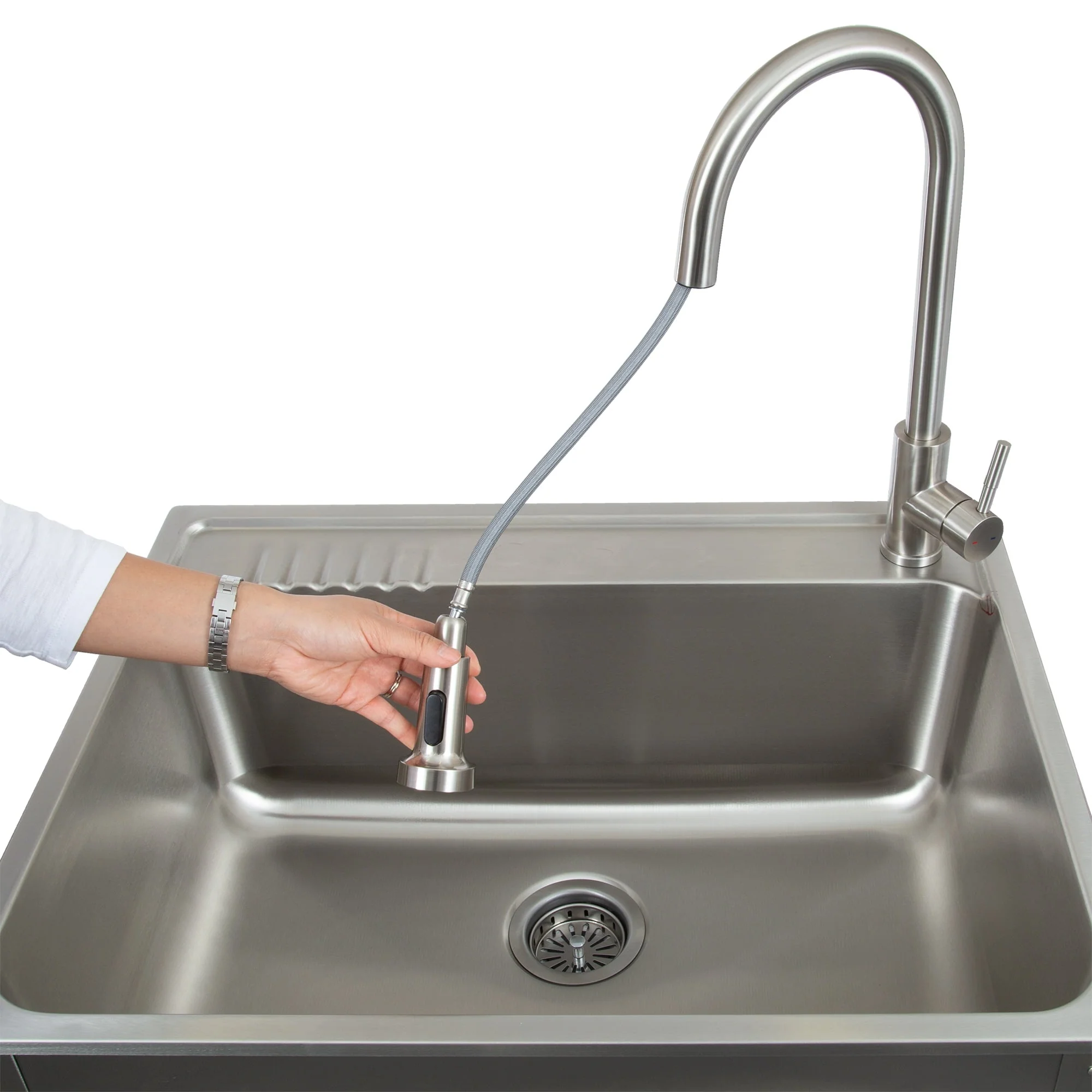 Presenza 24.1-in Brushed Steel Drop-In Utility Tub with Faucet - Image 2