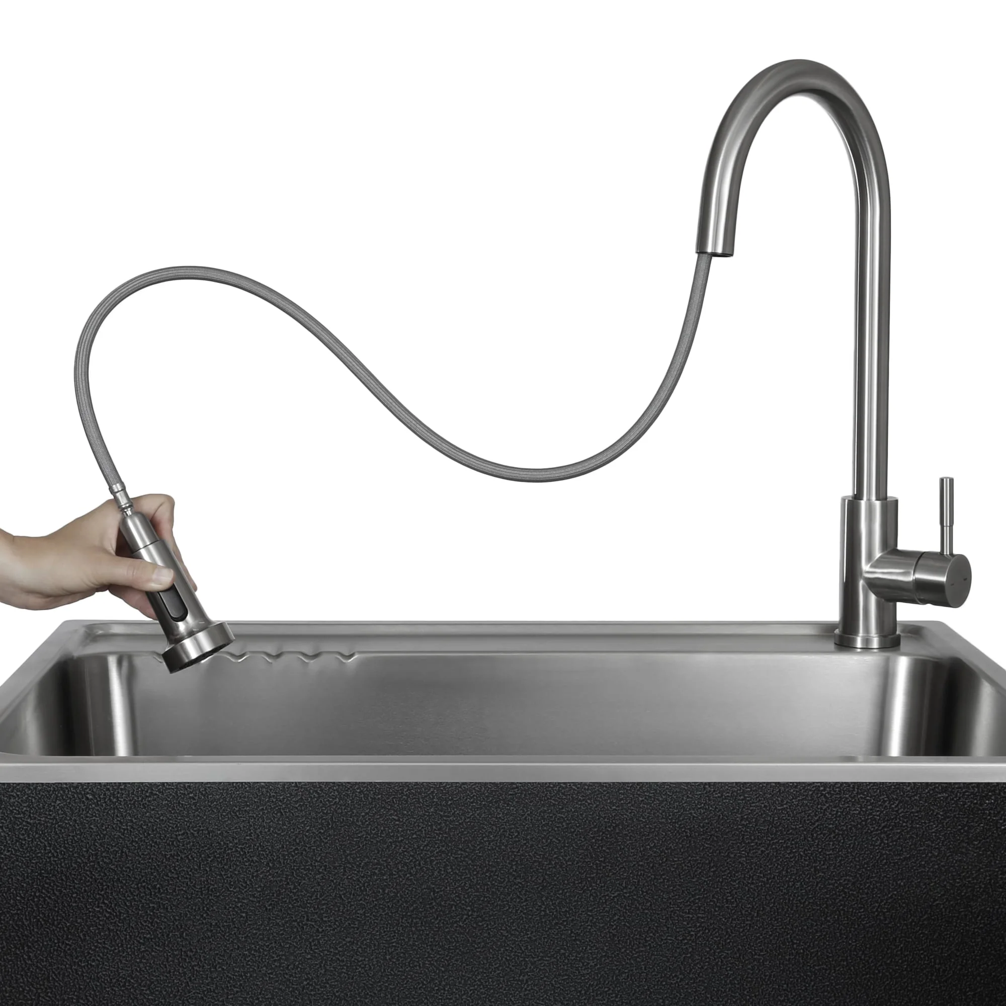 Presenza 24.1-in Brushed Steel Drop-In Utility Tub with Faucet - Image 3