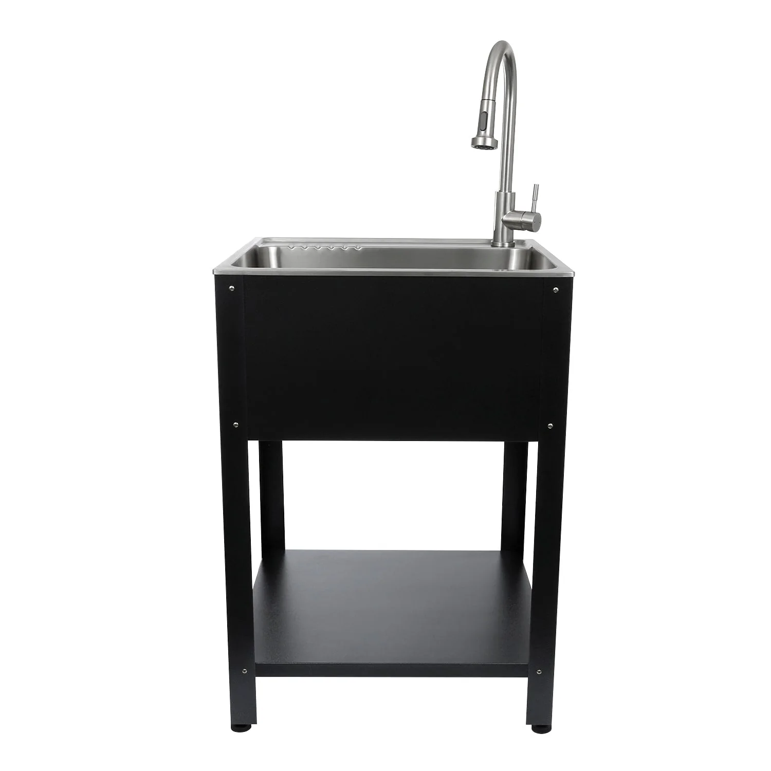 Presenza 24.1-in Brushed Steel Drop-In Utility Tub with Faucet - Image 6