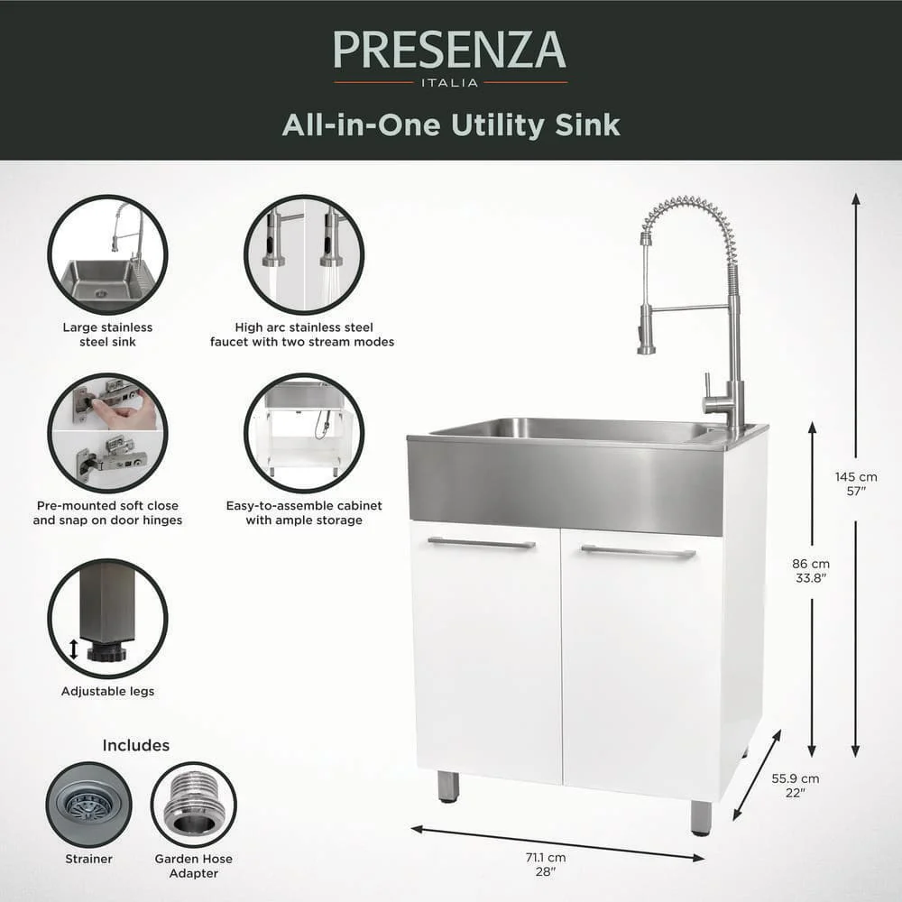 Presenza All-in-One Stainless Steel Drop-In Sink and Cabinet with Faucet - Image 7