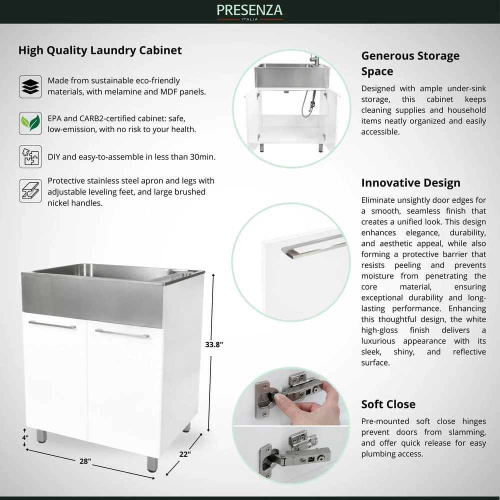 Presenza All-in-One Stainless Steel Drop-In Sink and Cabinet with Faucet - Image 9