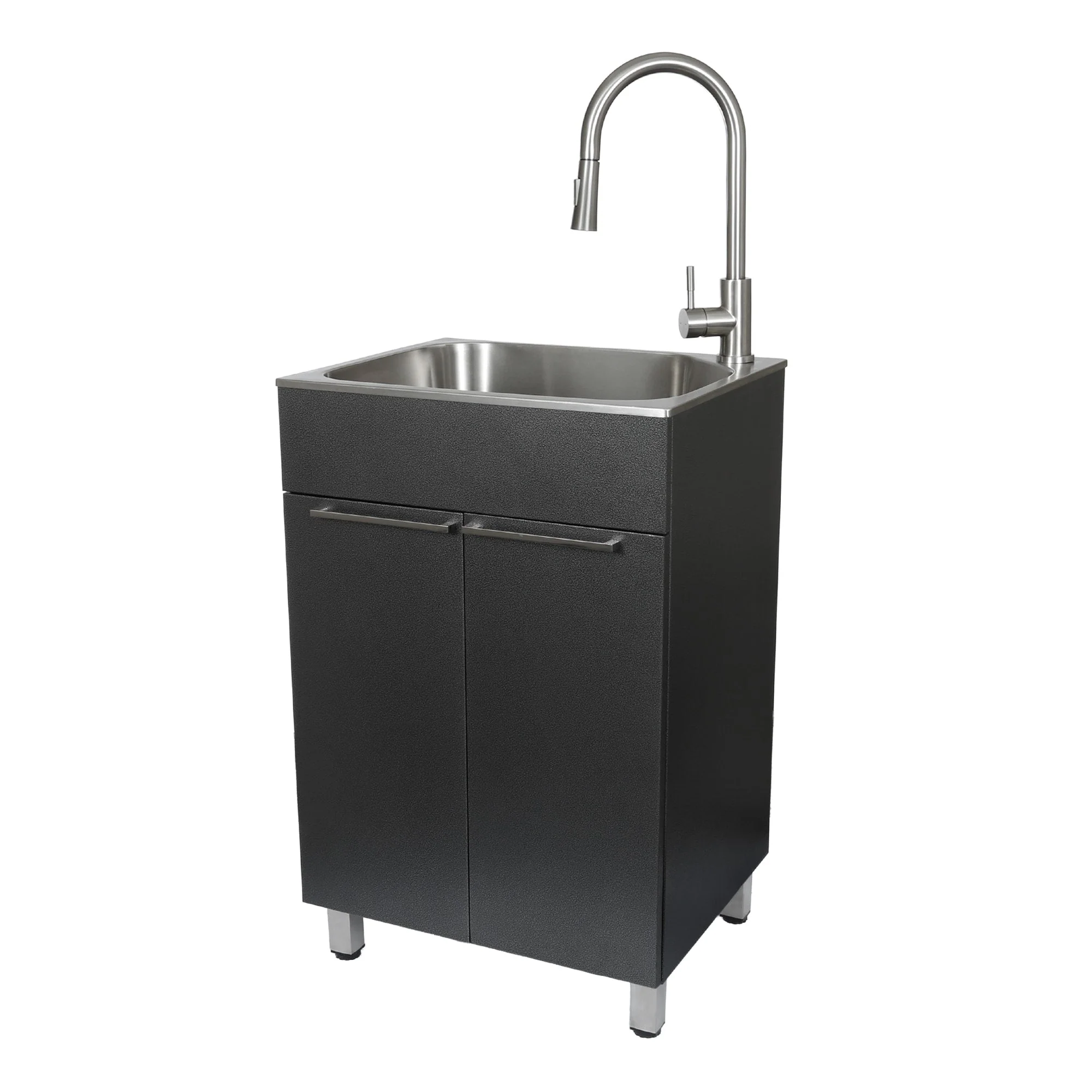 Presenza Brushed Steel Drop-In Utility Tub with Faucet