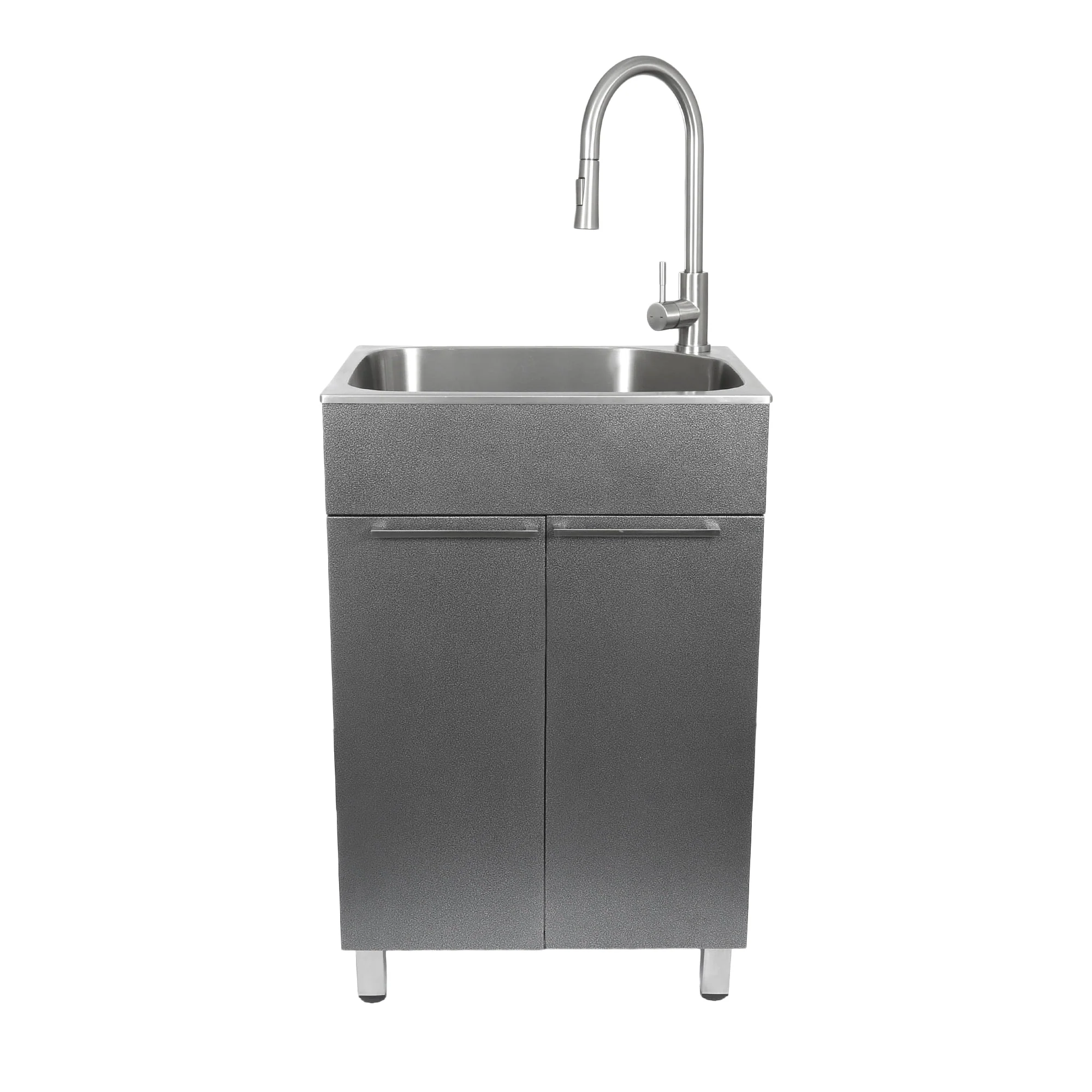 Presenza Brushed Steel Drop-In Utility Tub with Faucet - Image 14