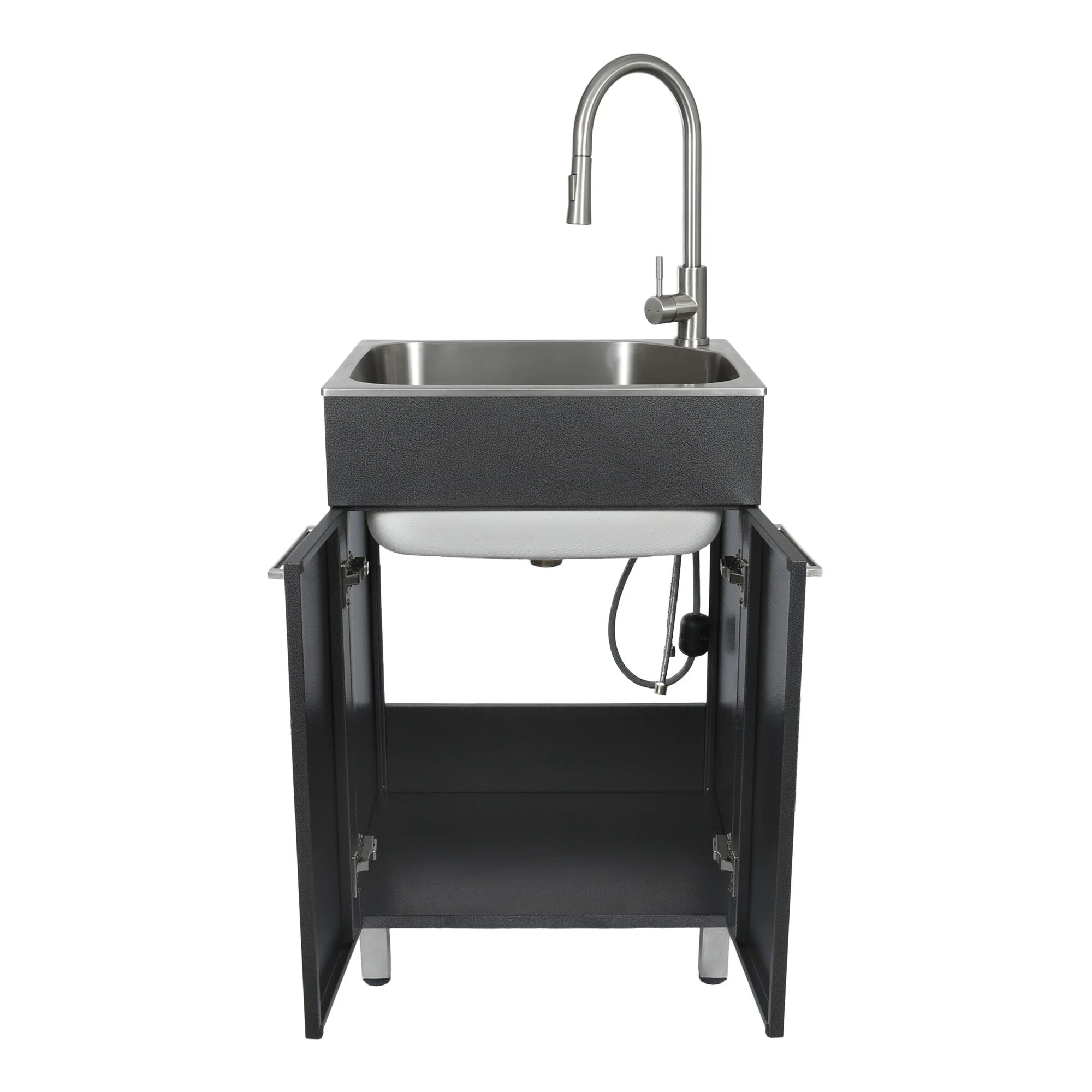 Presenza Brushed Steel Drop-In Utility Tub with Faucet - Image 3
