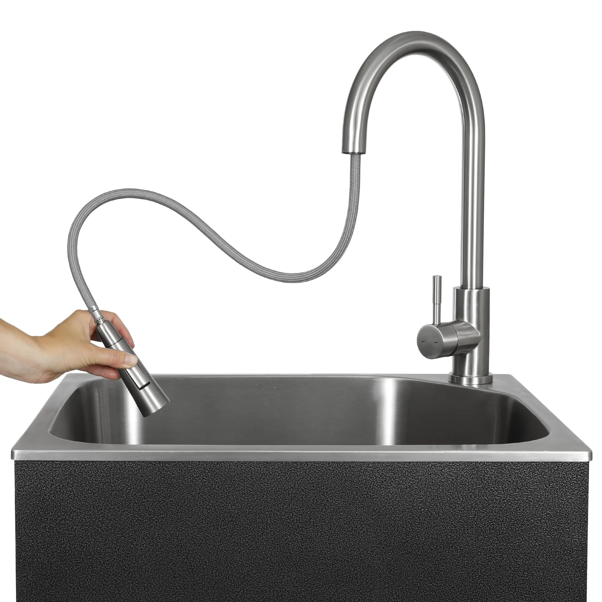 Presenza Brushed Steel Drop-In Utility Tub with Faucet - Image 5