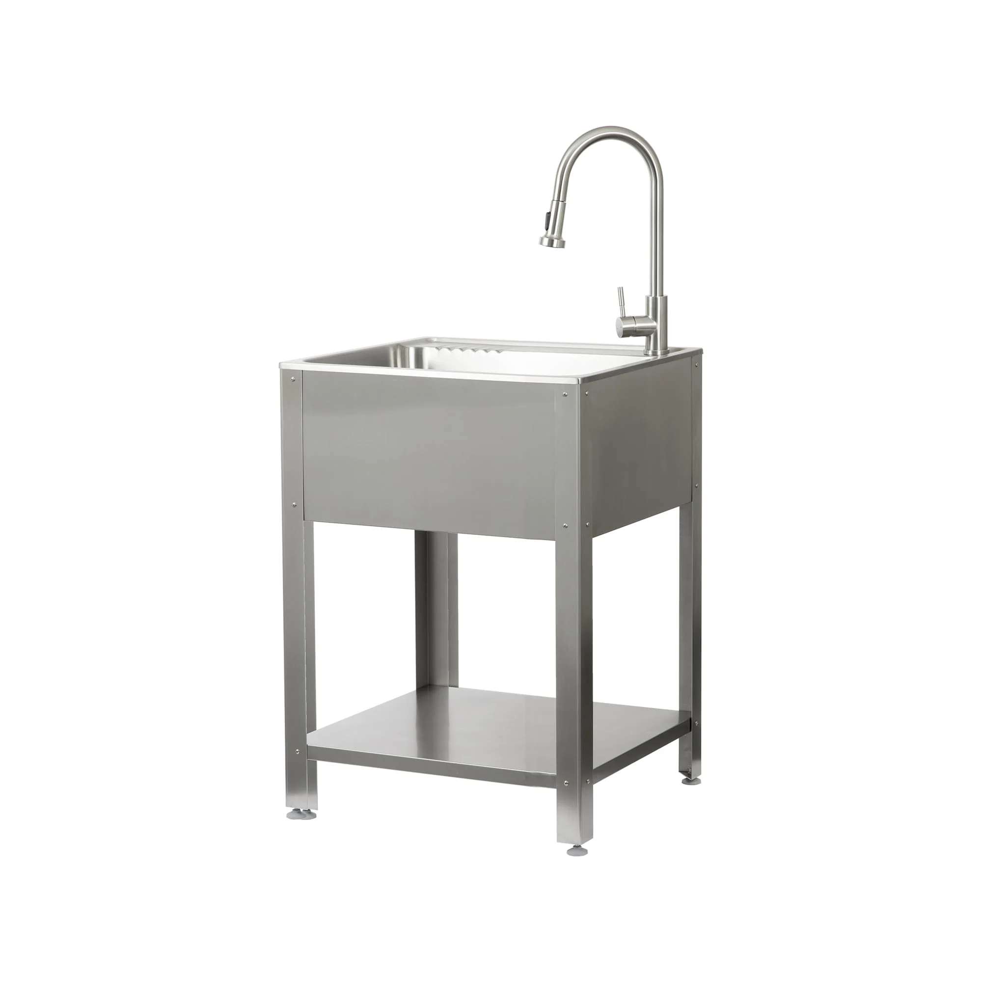 Presenza Brushed Steel Drop-In Utility Tub with Faucet