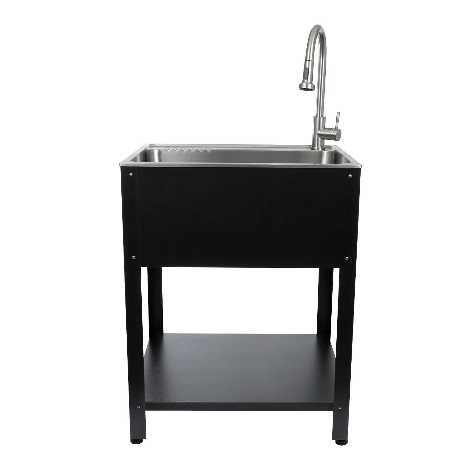 Presenza Brushed Steel Drop-In Utility Tub with Faucet 28x22-Inch - Image 2