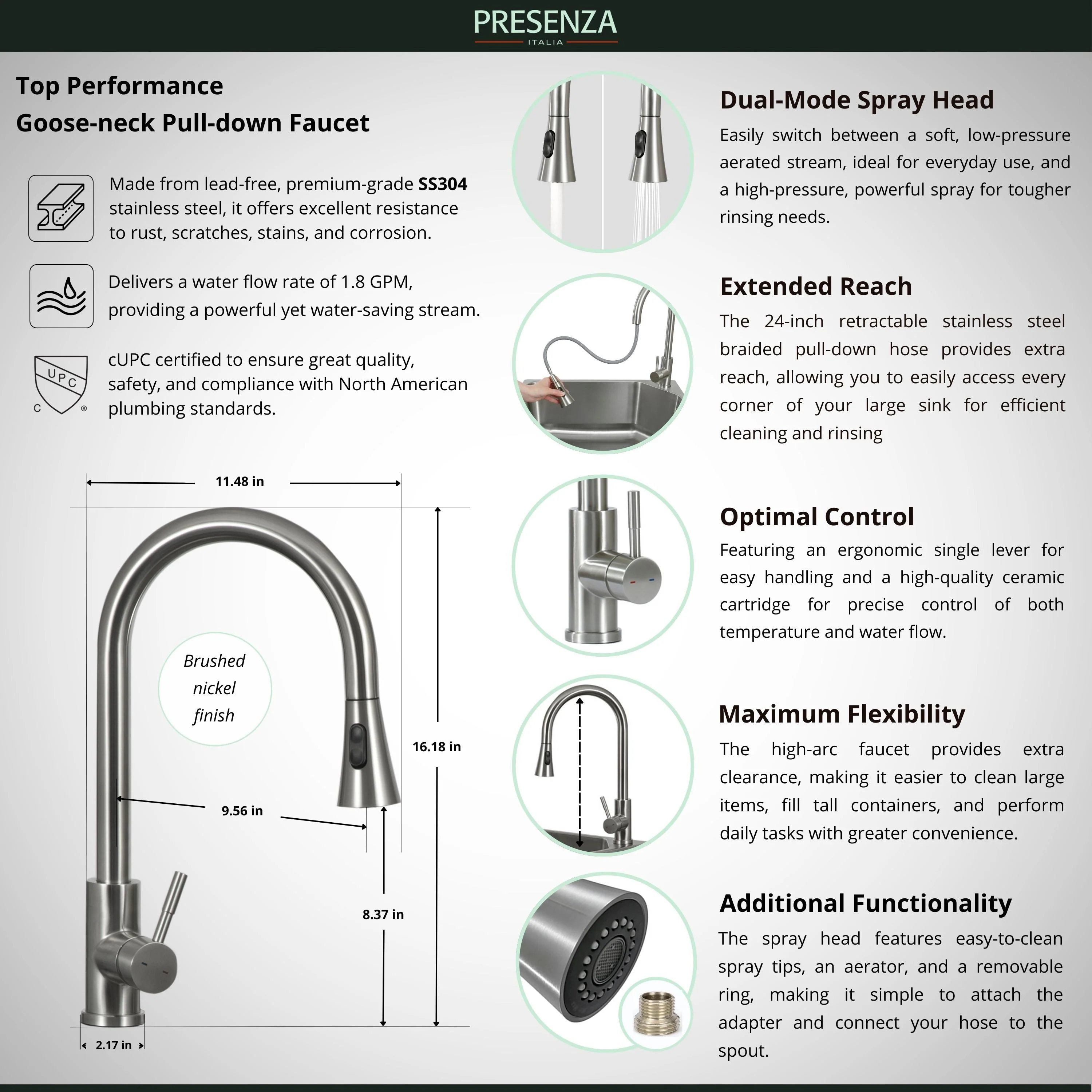 Presenza Brushed Steel Utility Tub with Faucet - 24.1-in x 21.3-in - Image 12