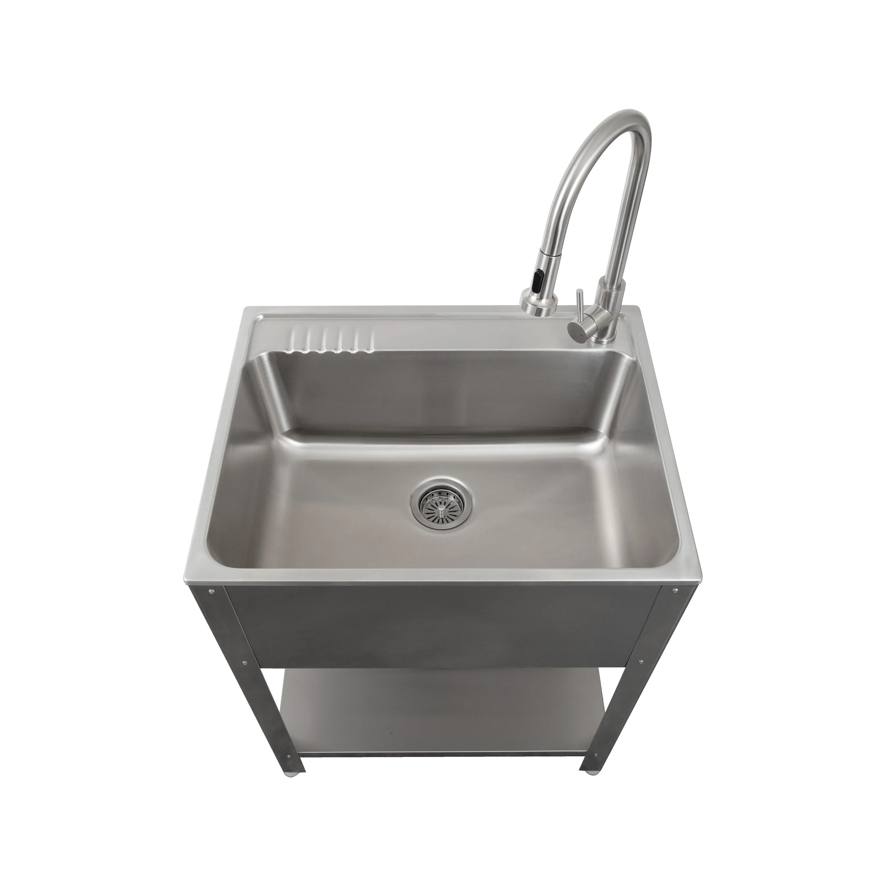 Presenza 24.1-in x 21.3-in Brushed Steel Utility Tub with Faucet - Image 2