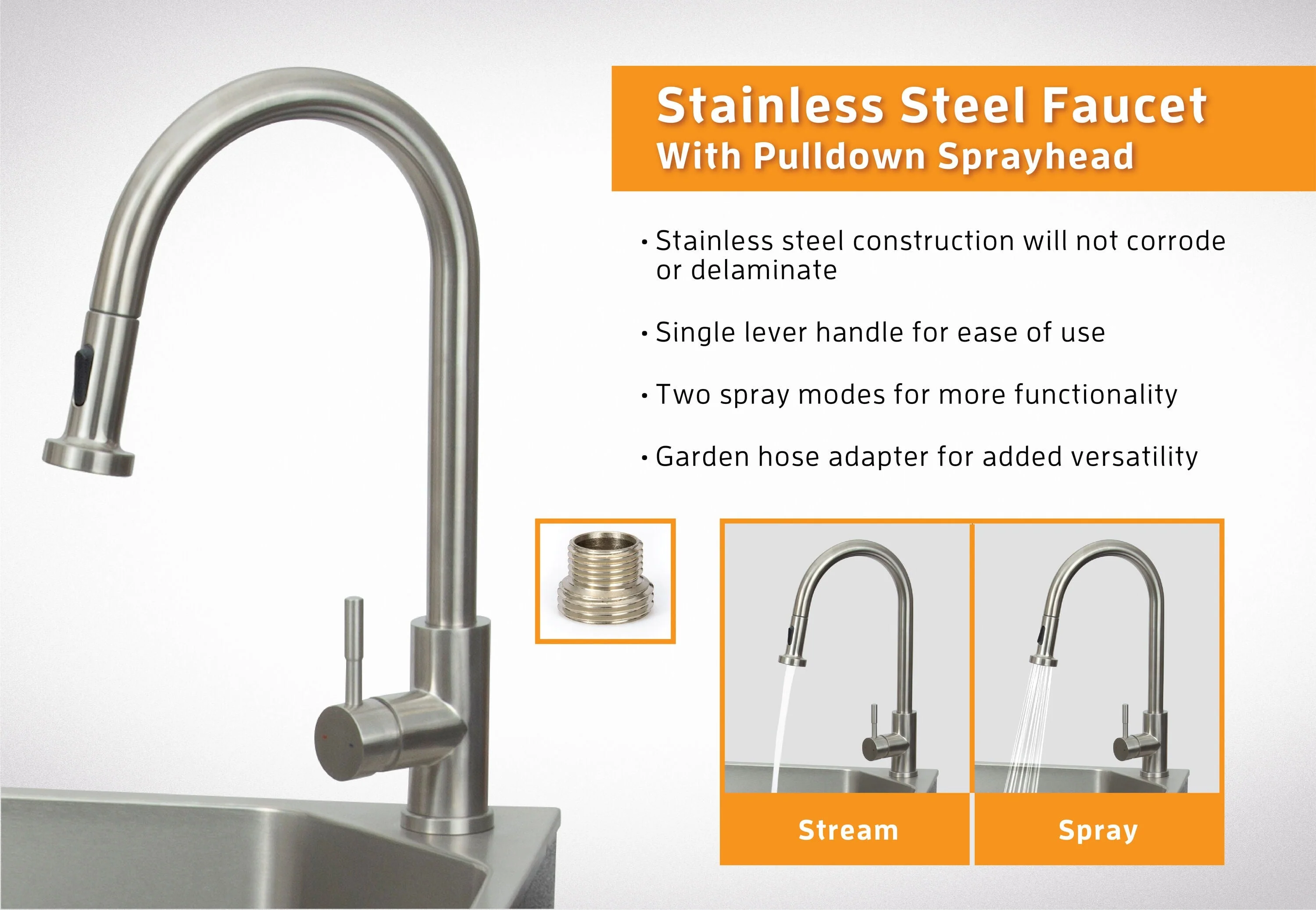 Presenza 24.1-in x 21.3-in Brushed Steel Utility Tub with Faucet - Image 4